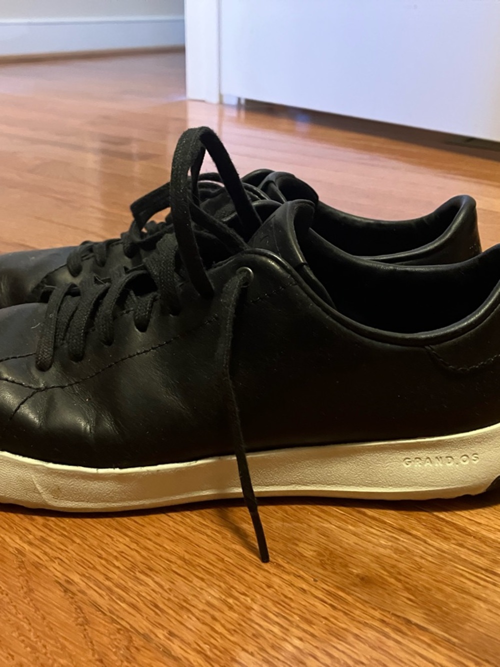 Cole Haan Black Leather Sneakers with White Sole